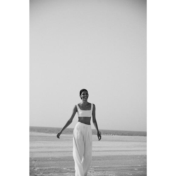 NWT second Summer SANTAMARIA' WIDE LEG TROUSERS - WHITE M - Picture 3 of 5